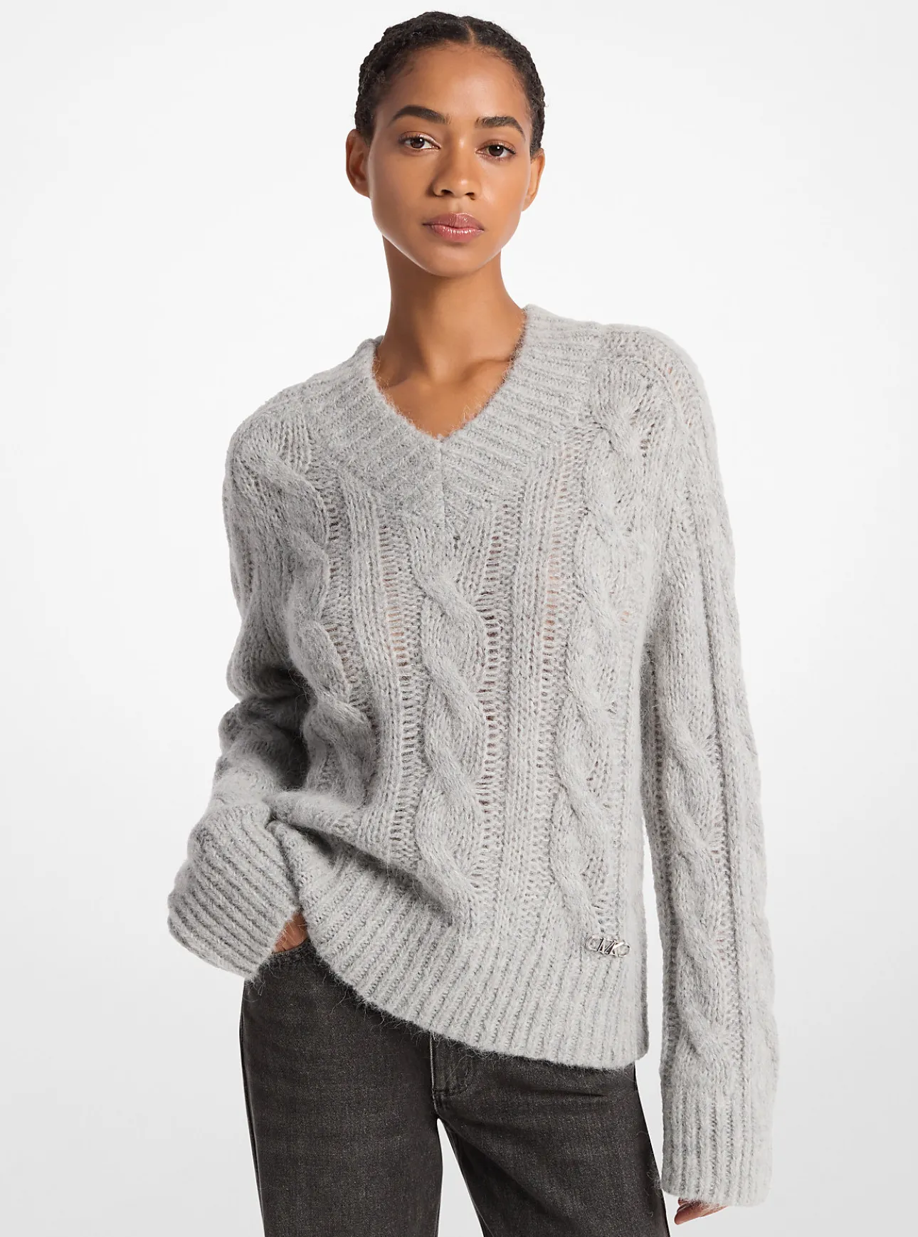 Alpaca Blend Cable Knit Sweater