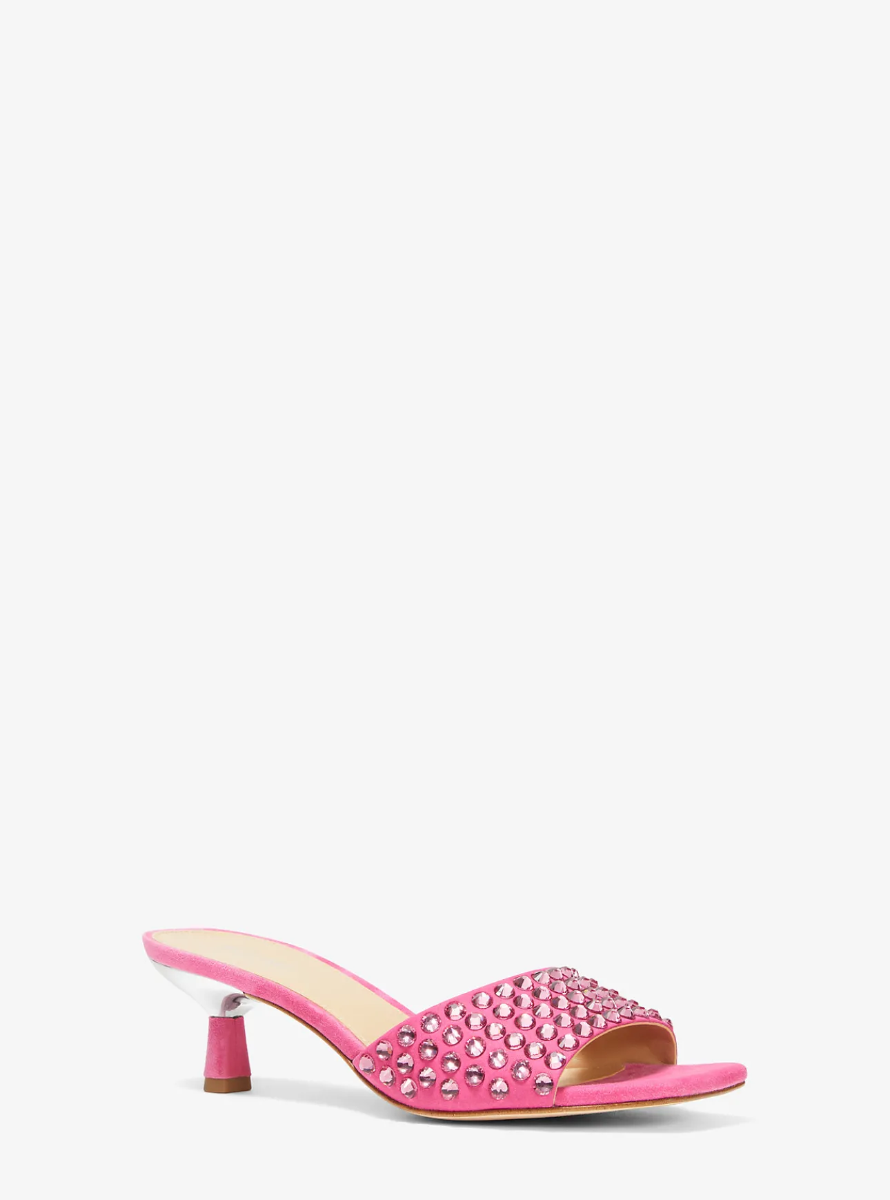 Amal Embellished Faux Suede Kitten Sandal