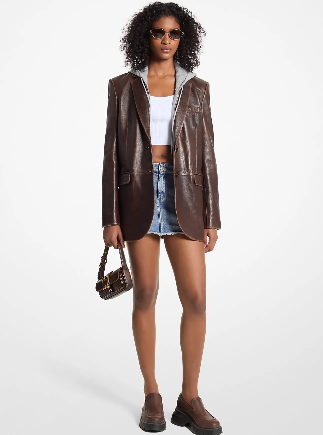 Burnished Leather Blazer