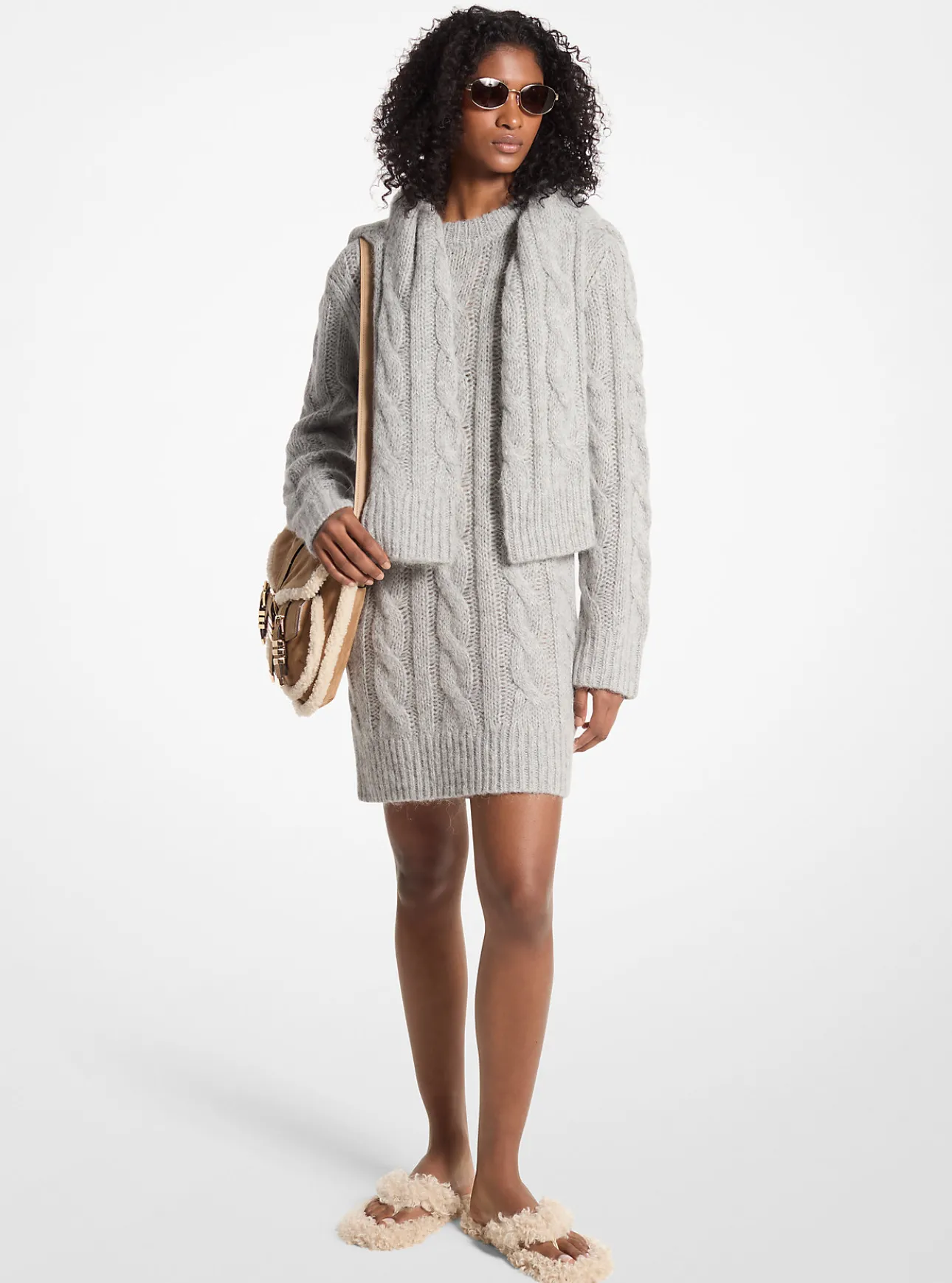 Cable Knit Alpaca Blend Sweaterdress