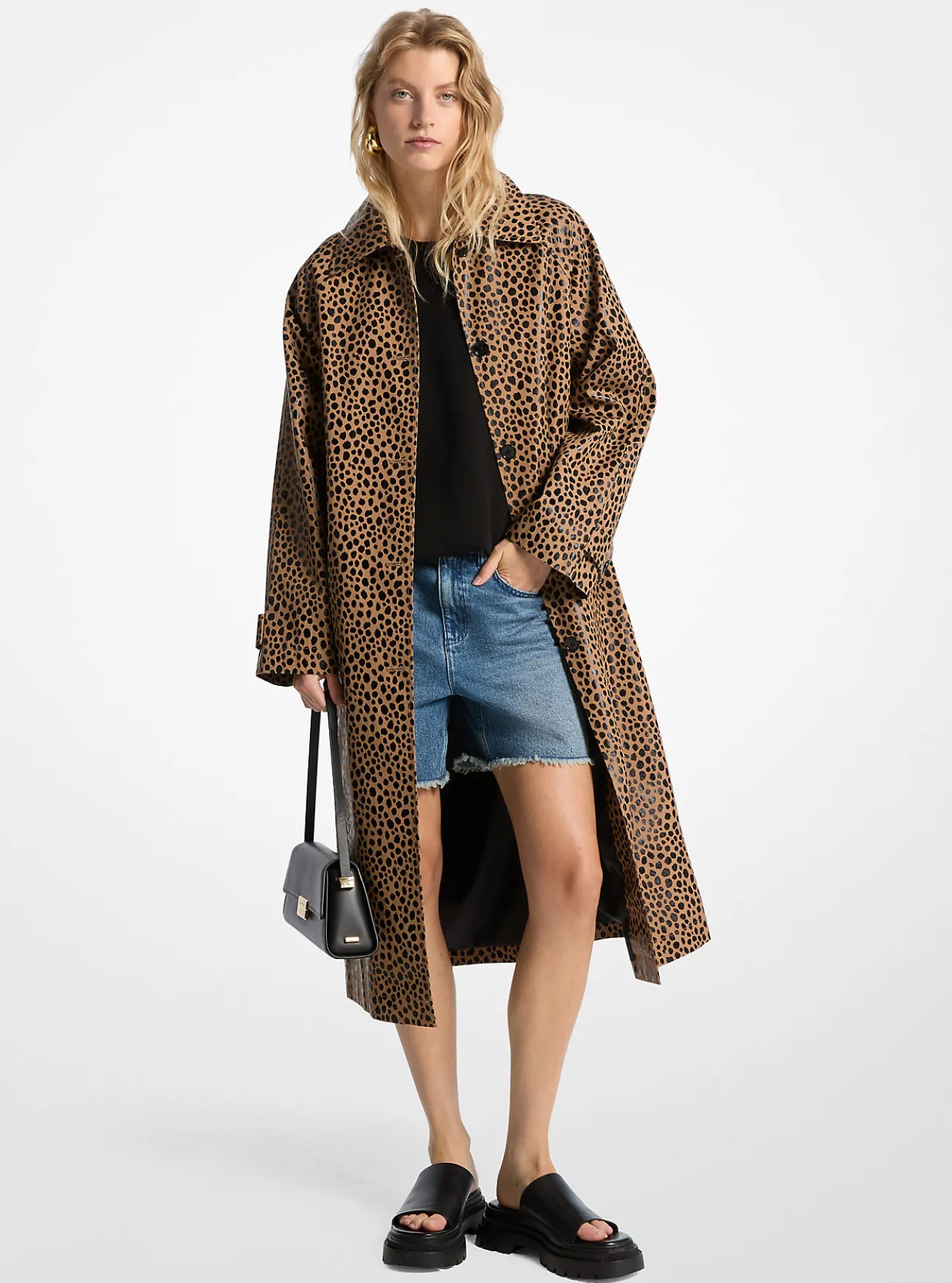Cheetah Print Balmacaan Coat