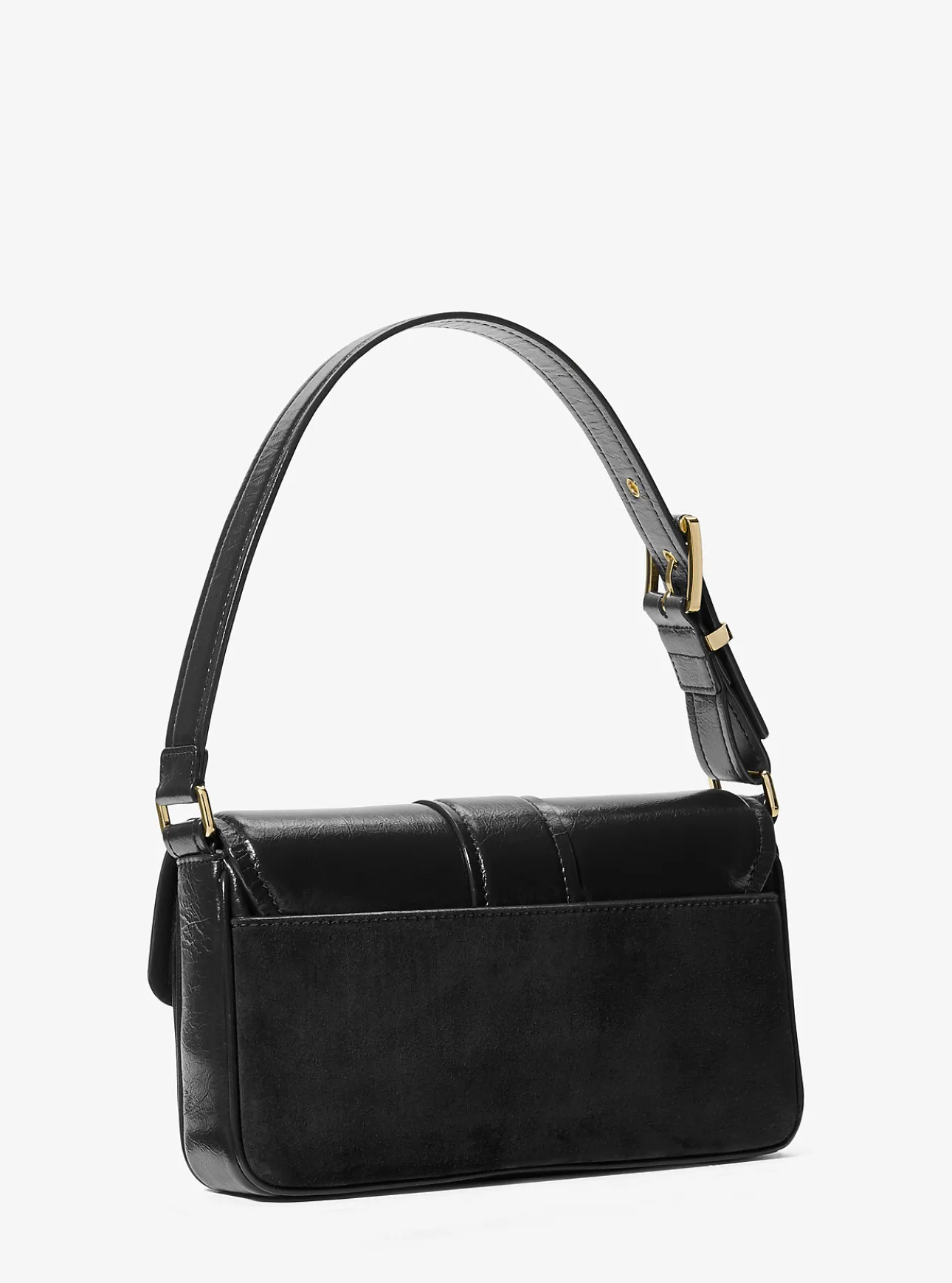 Colby Medium Crackled Leather and Suede Shoulder Bag