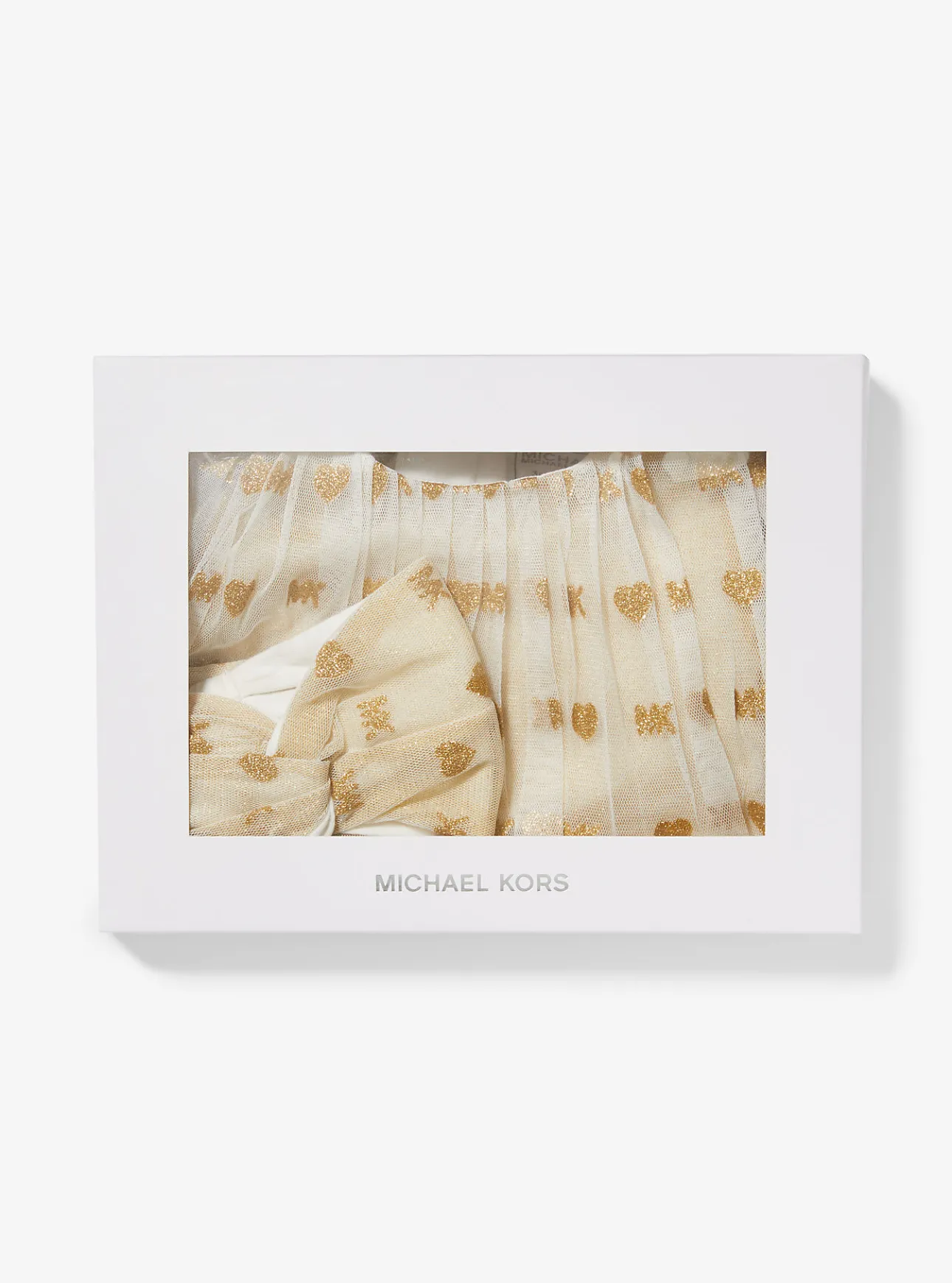 Embellished Logo Tulle Dress and Headband Baby Set