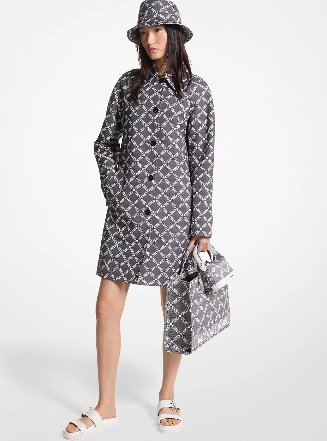 Empire Logo Jacquard Balmacaan Coat