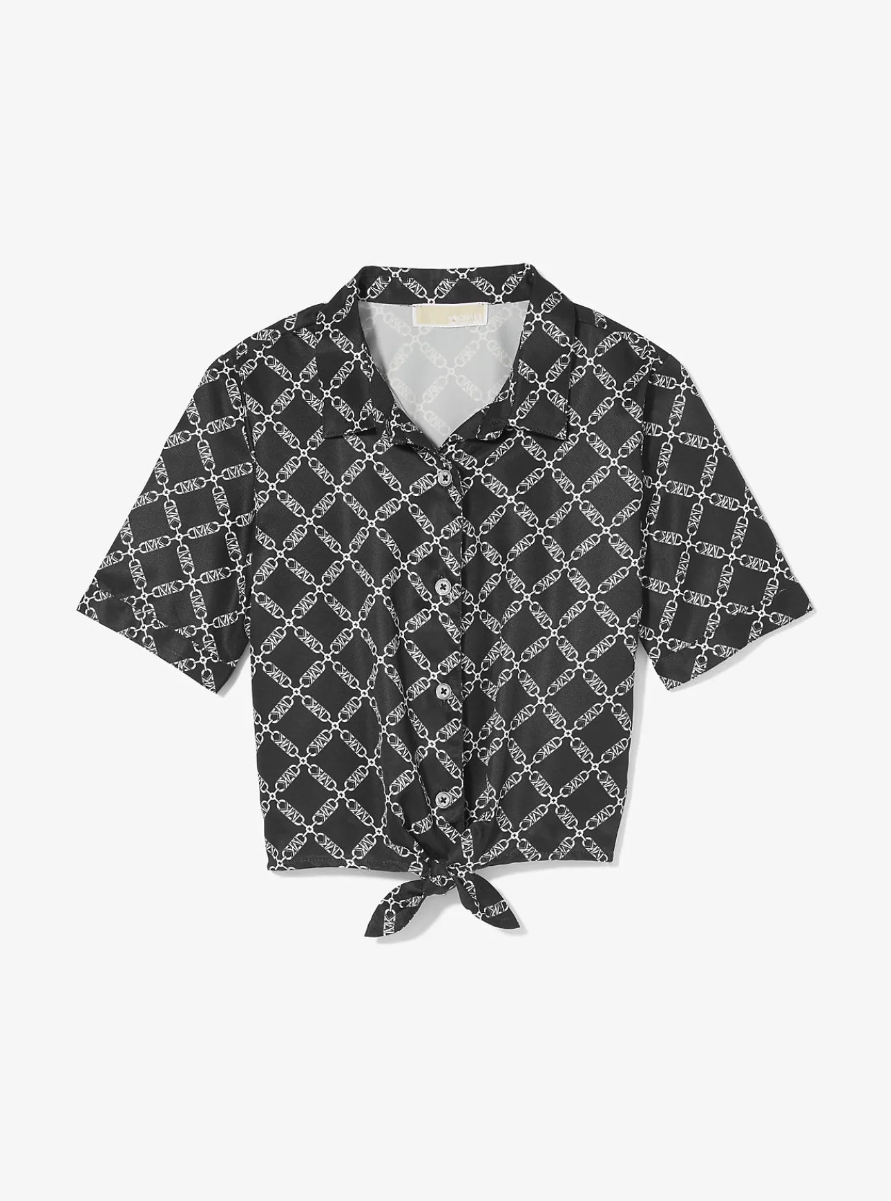 Empire Logo Print Woven Tie-Front Blouse