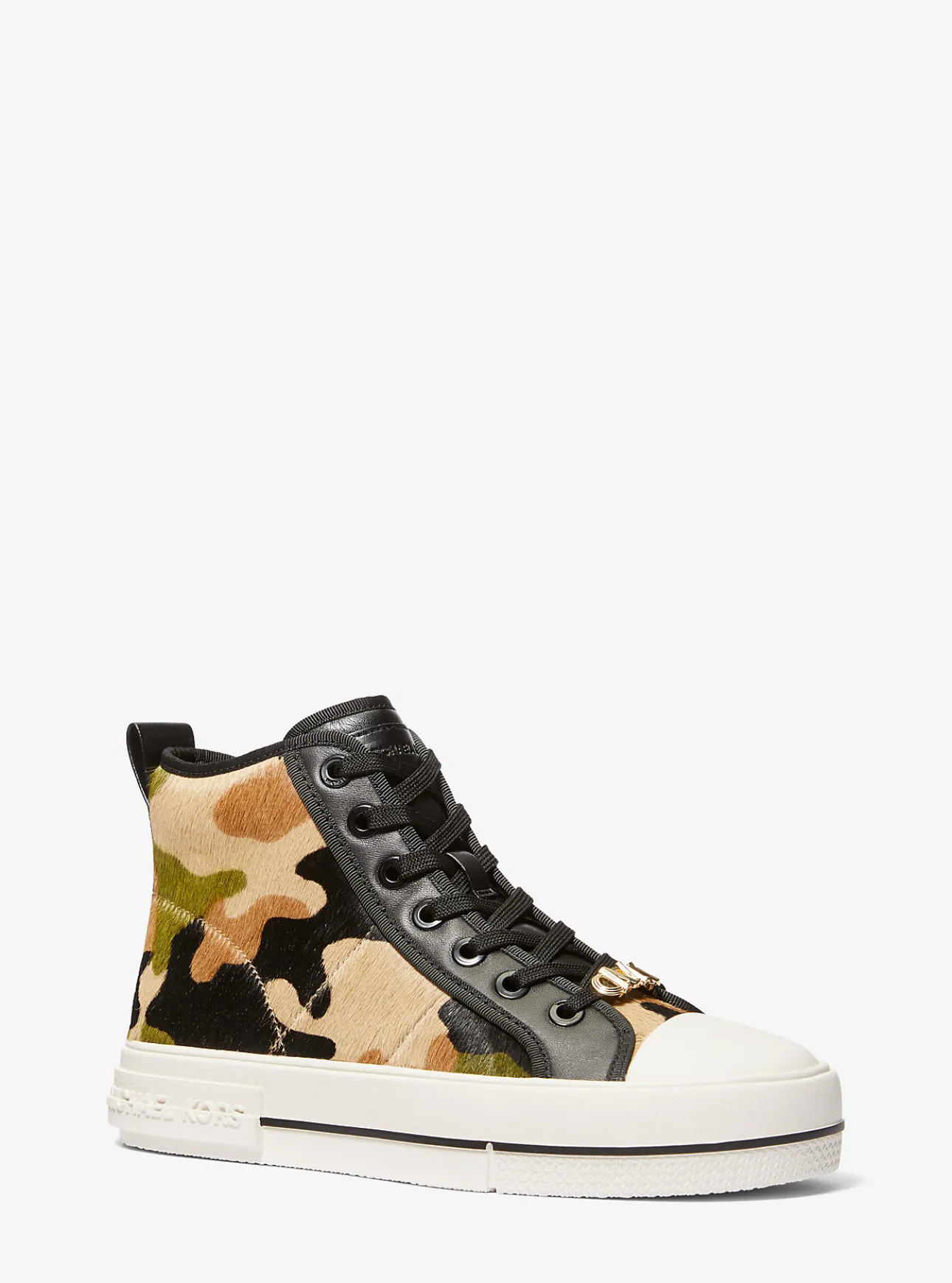 Evy Camouflage Print Calf Hair High-Top Sneaker