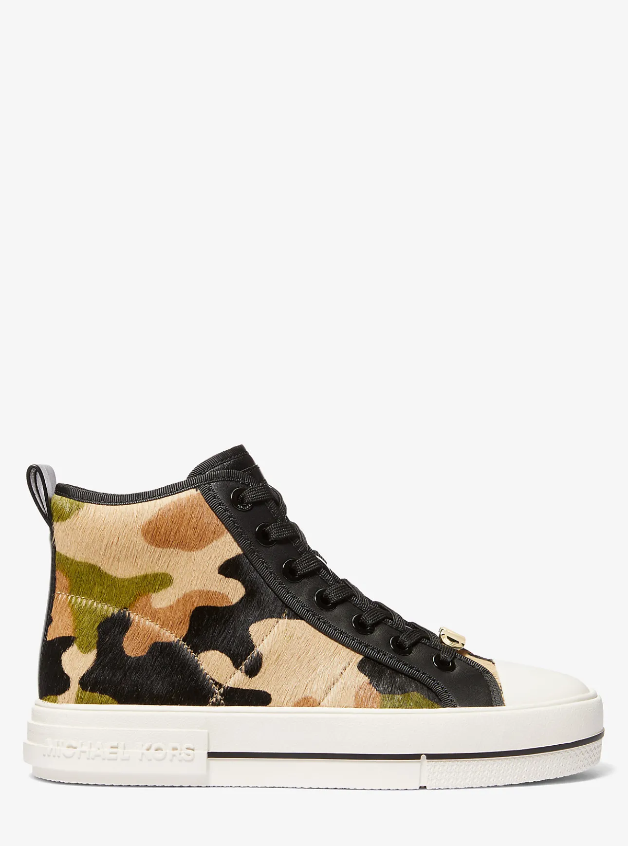 Evy Camouflage Print Calf Hair High-Top Sneaker