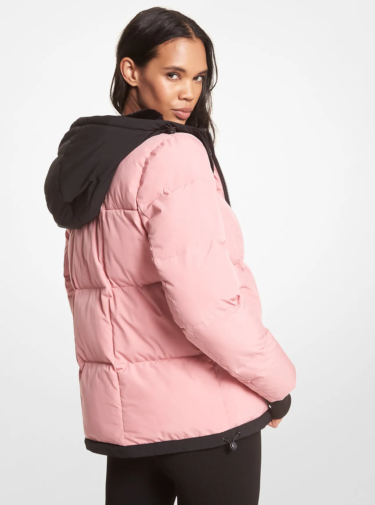 Faux Fur-Trim Quilted Puffer Jacket