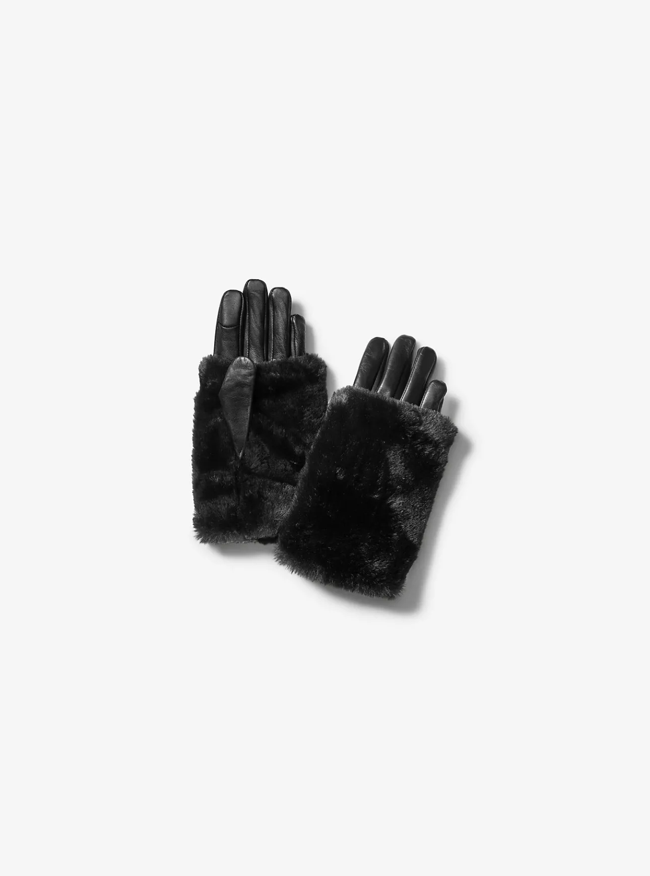 2-in-1 Leather and Faux Fur Gloves