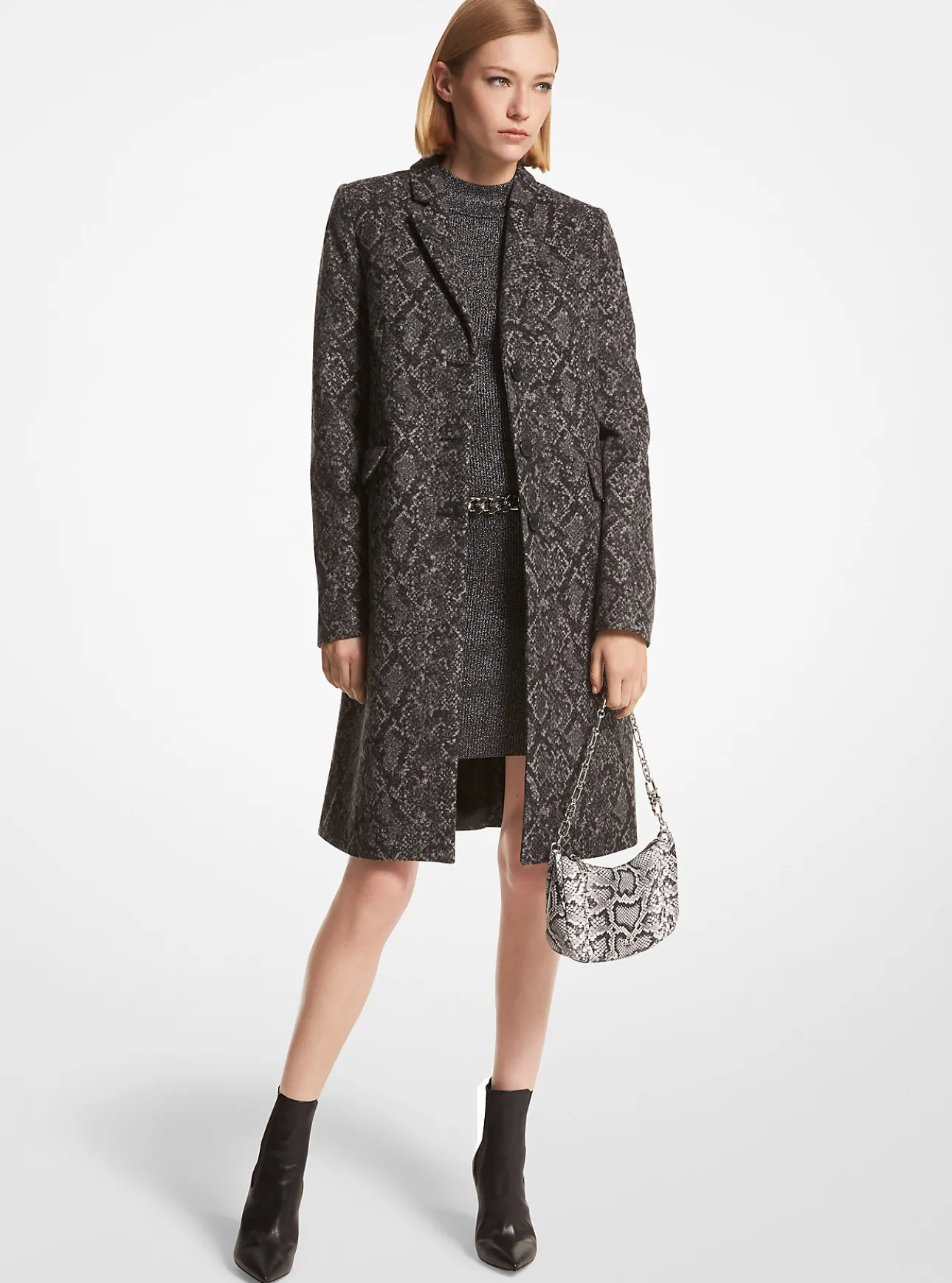 Metallic Snake Jacquard Coat