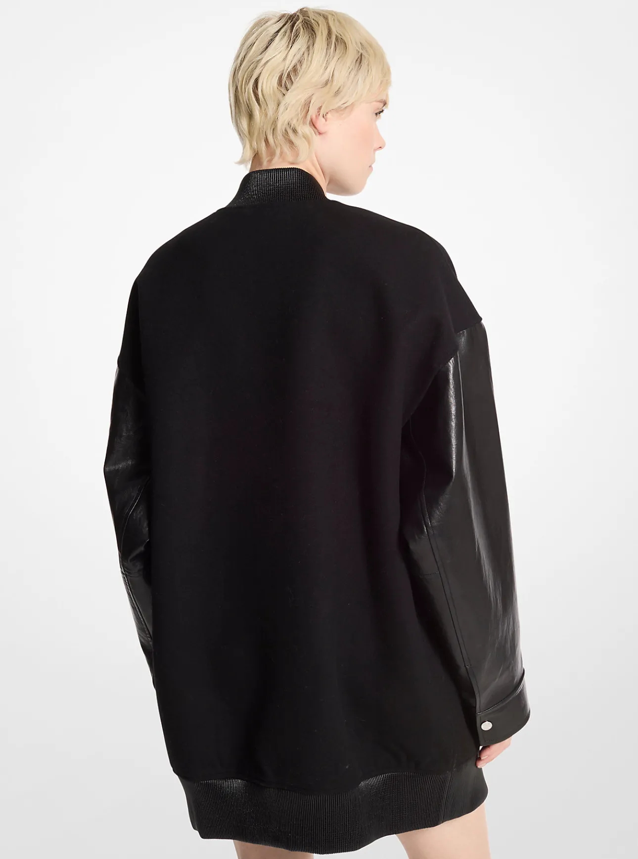 Oversized Mixed-Media Bomber Jacket