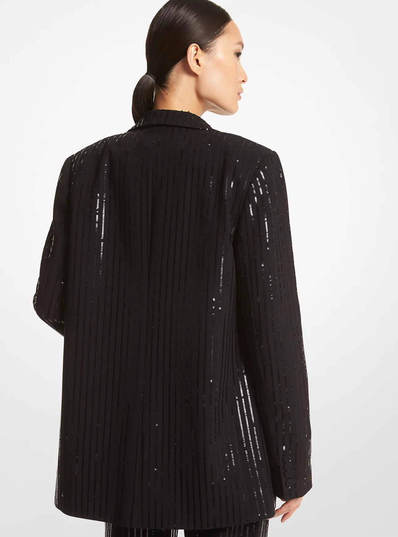 Pinstripe Sequined Crepe Boyfriend Blazer