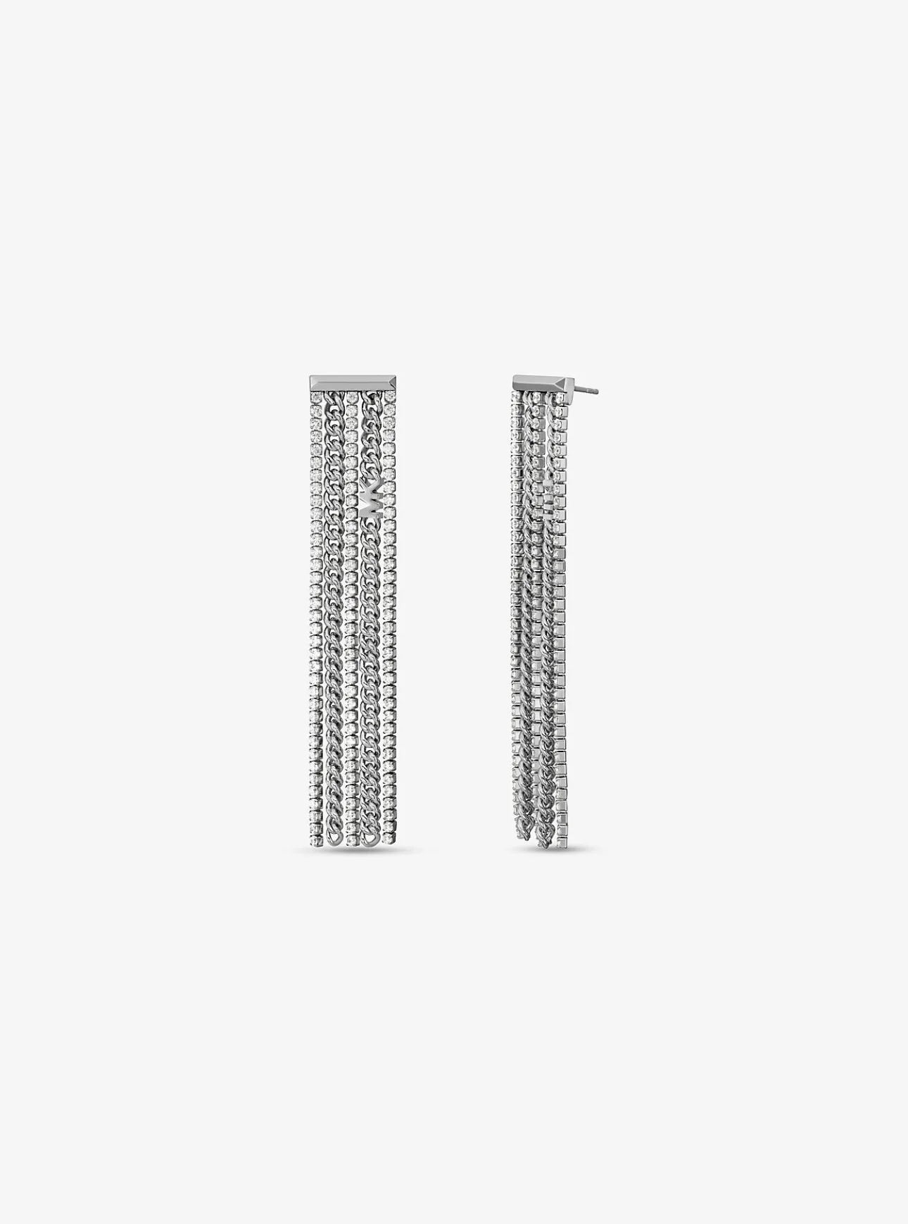 Precious Metal-Plated Brass Pavé Chain Drop Earrings