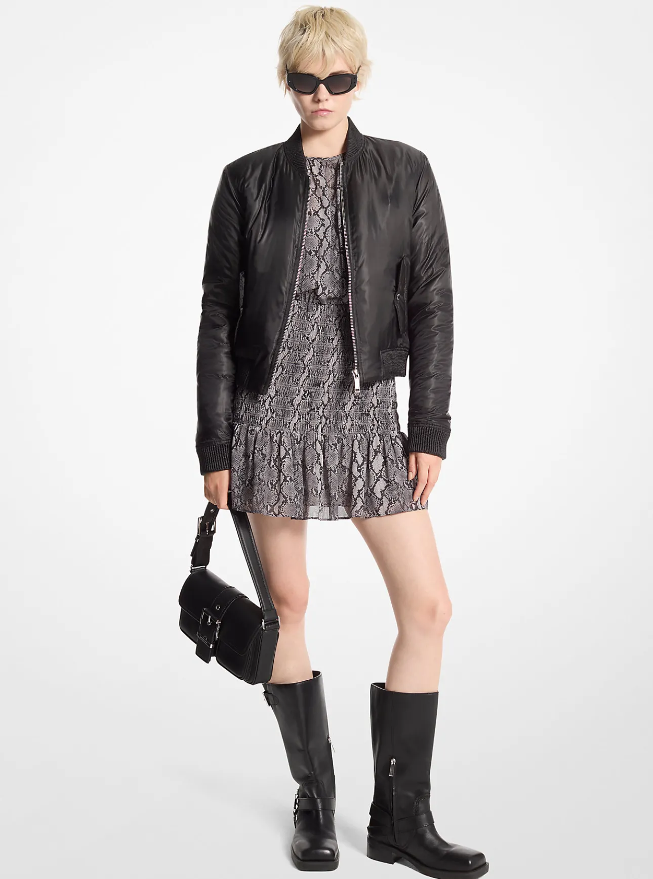 Satin Ciré Bomber Jacket