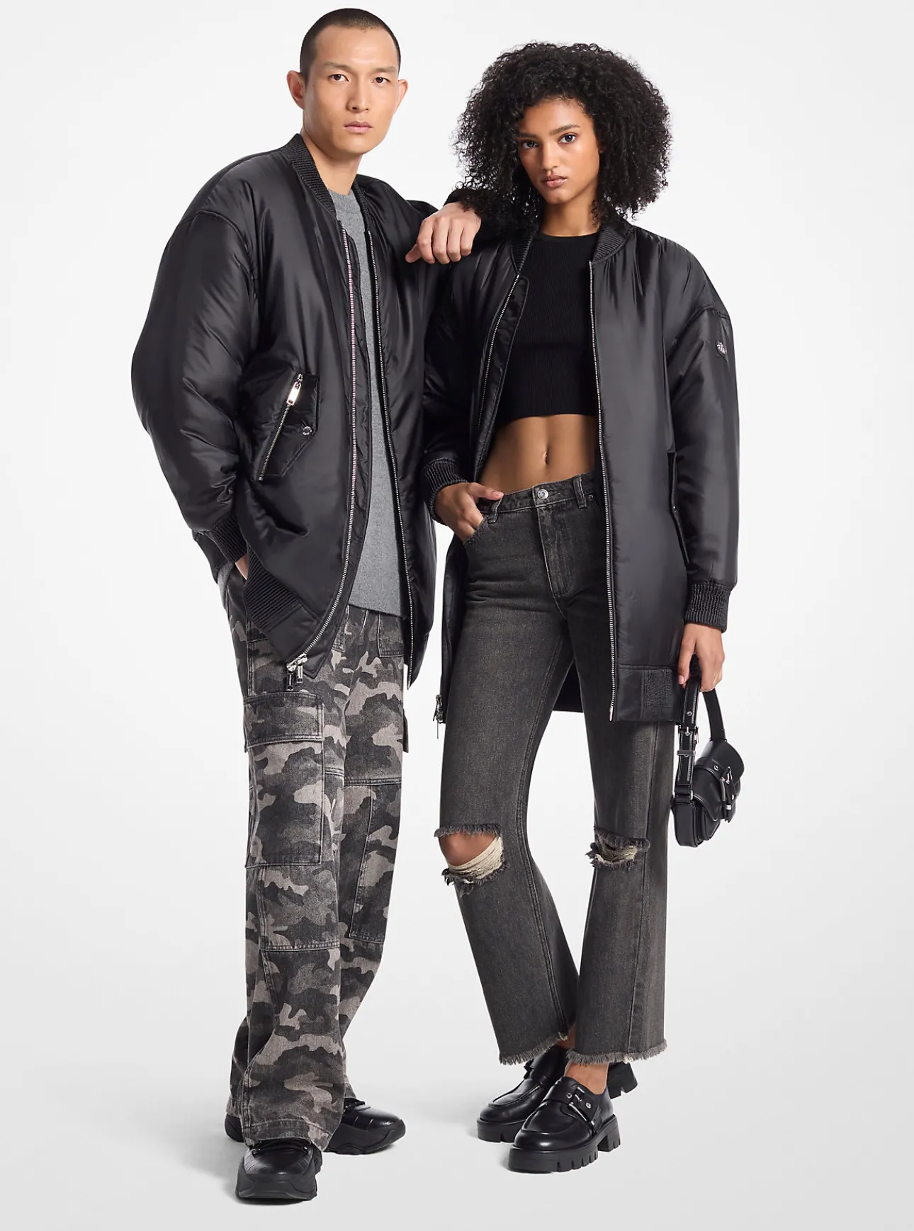 Satin Ciré Bomber Jacket