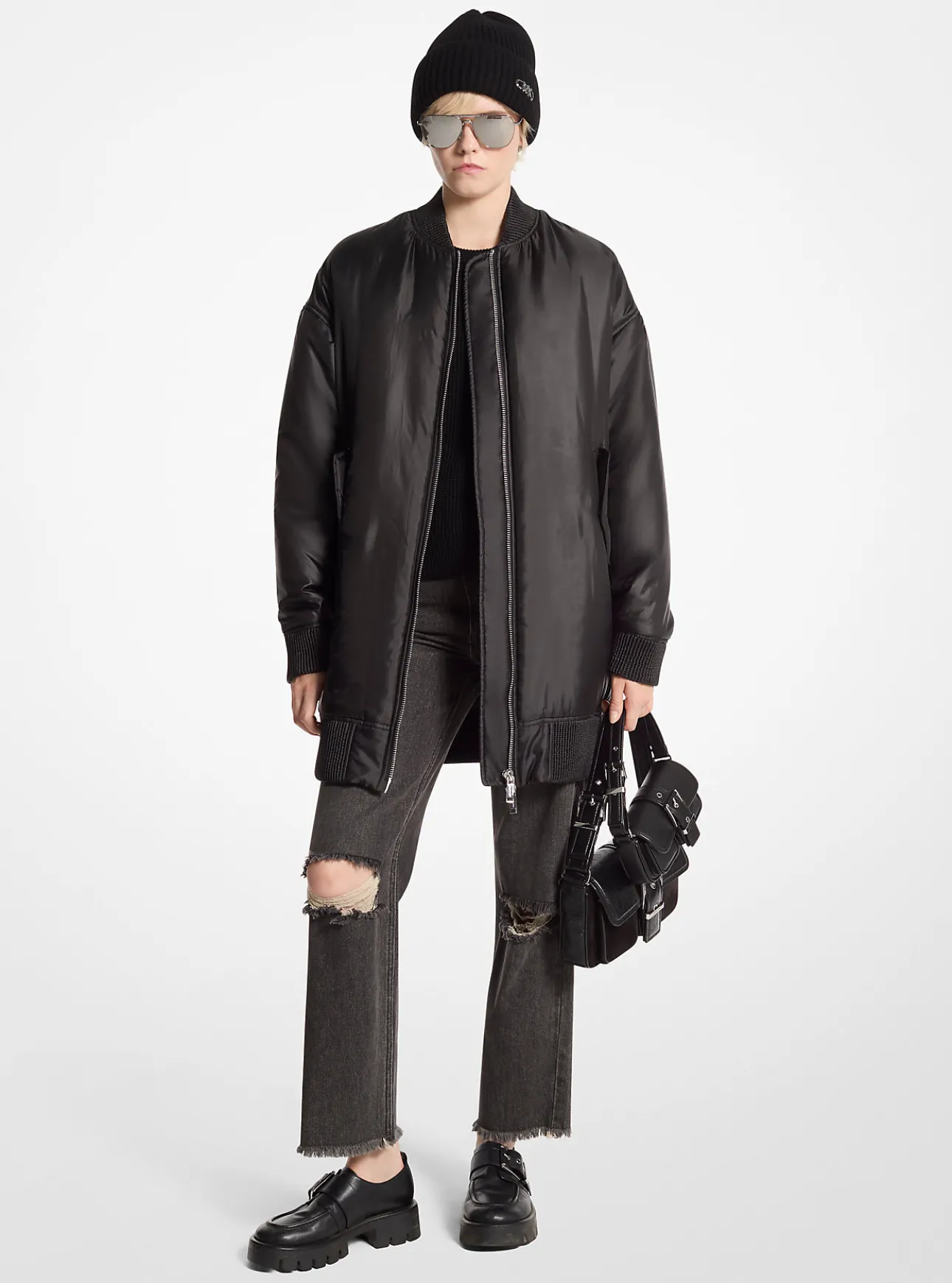 Satin Ciré Bomber Jacket