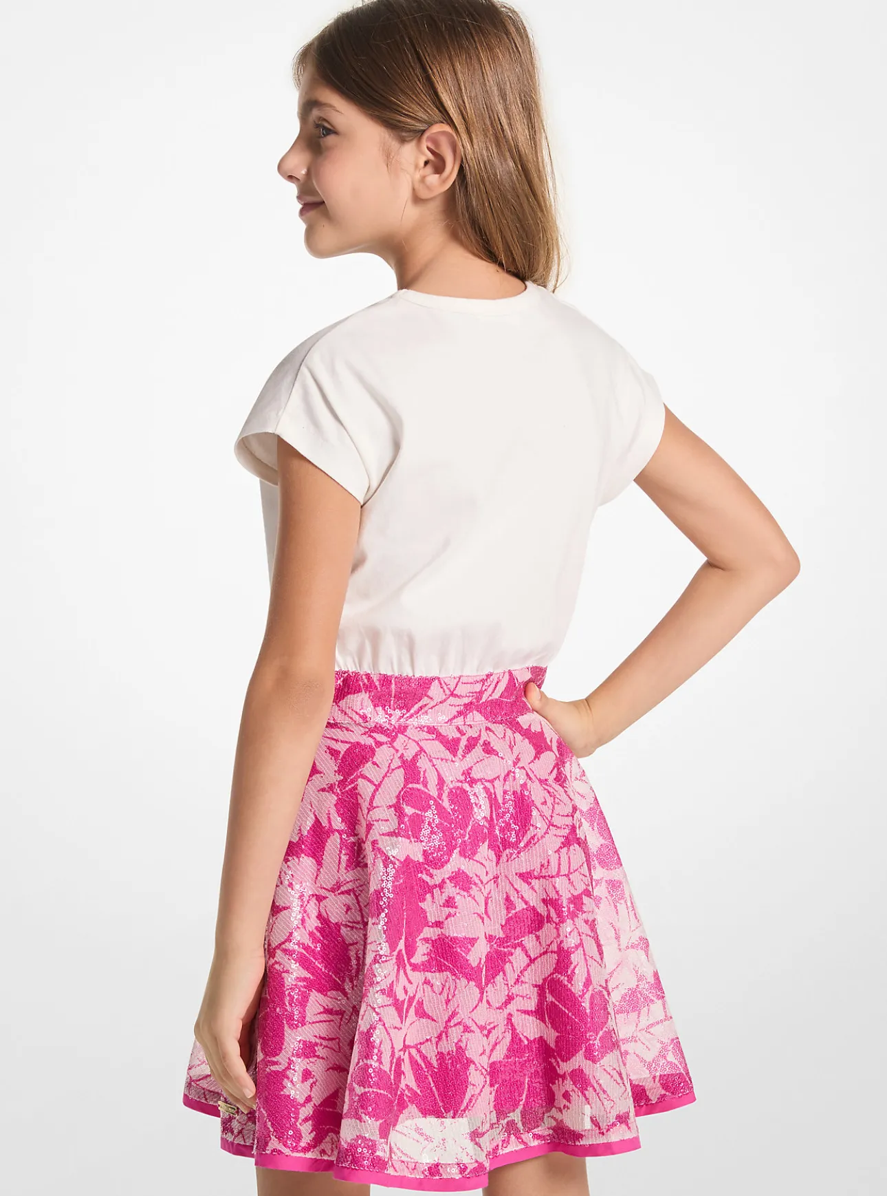 Sequined Logo Palm T-Shirt Dress