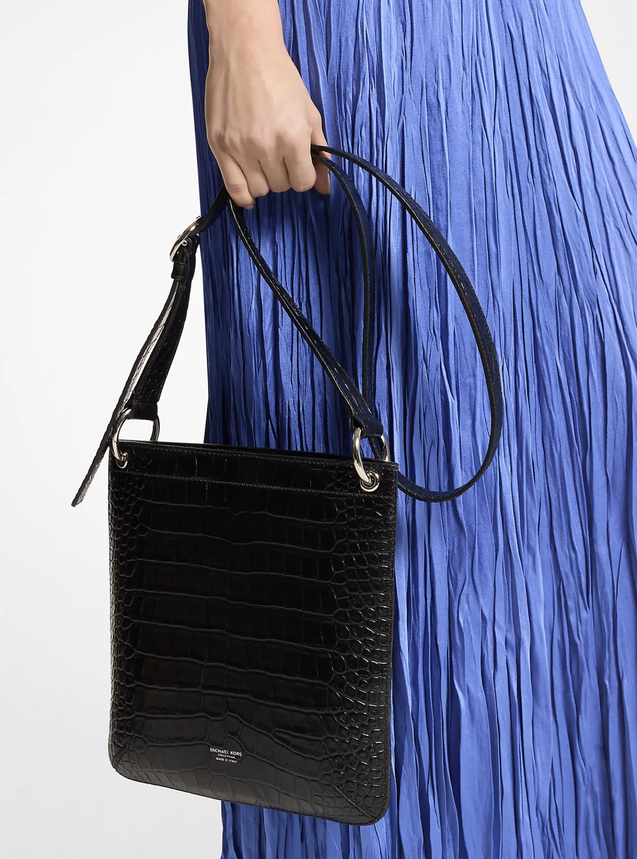 Tate Small Crocodile Embossed Patent Leather Crossbody Bag