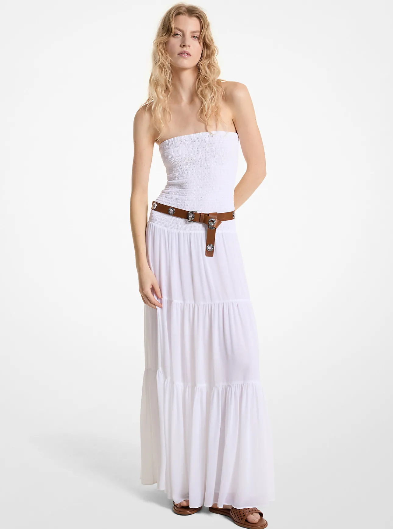 Tiered Smocked Georgette Maxi Dress